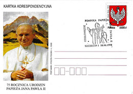 POLONIA POLSKA POLAND - 1995 SZCZECIN Monumento Pope PAPA GIOVANNI PAOLO II A Stettino Su Cartolina Speciale - 2193 - Brieven En Documenten