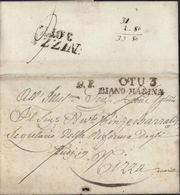 Italie Marque Postale DIANO MARINA  + OTU 3 P.P. Lettre Pour Nice Rare Port Payé Manuscrit Maritime Dos Nizza 3 OTT - 1. ...-1850 Prefilatelia