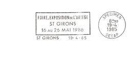 Département De L'Ariège - St Girons - Flamme Secap SPECIMEN - Freistempel