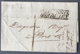 France Griffe PETITE POSTE BORDEAUX Sur Lettre 1820 - (W1606) - 1801-1848: Précurseurs XIX