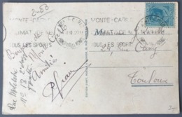 Monaco N°84 Sur CPA 1931 Pour Toulouse - (W1615) - Storia Postale