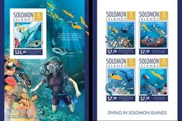 Salomon 2014, Fishes, Diving, 4val In BF+BF IMPERFORATED - Duiken