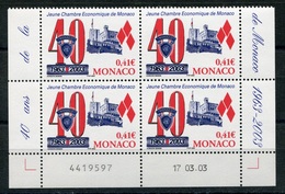 RC 18124 MONACO N° 2389 CHAMBRE ECONOMIQUE BLOC DE 4 COIN DATÉ NEUF ** TB - Unused Stamps