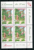 RC 18150 MONACO N° 2428 ROSERAIE PRINCESSE GRACE BLOC DE 4 COIN DATÉ NEUF ** TB - Unused Stamps
