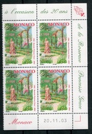 RC 18150 MONACO N° 2428 ROSERAIE PRINCESSE GRACE BLOC DE 4 COIN DATÉ NEUF ** TB - Neufs