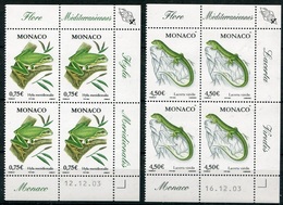 RC 18151 MONACO N° 2429 / 2430 FAUNE BATRACIEN ET REPTILE BLOC DE 4 COIN DATÉ NEUF ** TB - Unused Stamps