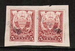 U.S.A.  Scott # UNLISTED 5c City Of Philadelphia DOCUMENTARY VF USED PAIR ON PIECE (Stamp Scan # 692) - Fiscali