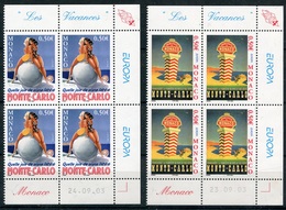 RC 18158 MONACO N° 2437 / 2438 EUROPA 2004 LES VACANCES BLOC DE 4 COIN DATÉ NEUF ** TB - Unused Stamps