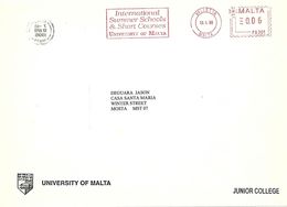 Malta 1998 Valletta Meter Pitney Bowes-GB “A900” PB201 Slogan University Summer School Cover - Malte