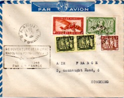 ENVELOPPE  PAR AVION  REOUVERTURE DE LA LIGNE HANOI - HONG KONG EN 1948   AIR FRANCE      VOIR LES SCANS - Lettres & Documents