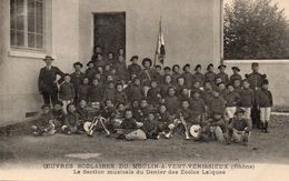 CARTE VENISSIEUX - RHONE - OEUVRES SCOLAIRES DU MOULIN A VENT -LA SECTION MUSICALE DU DENIER DES ECOLES LAIQUES -1910 - Vénissieux