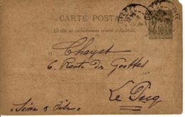 1915 - Carte Entier Postal Tp Sage 10ct Noir Sur Chamois - Carte De Le COMPAGNIE GENERALE TRANSATLANTIQUE - Vorläufer