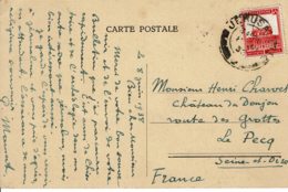 1938 - Carte Postale De Jérusalem Pour La France - Tp N° 69A Oblitération Jérusalem - Palästina