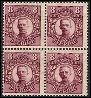 1918. Gustav V. 8 öre. 4-block (Michel 70) - JF363729 - Unused Stamps