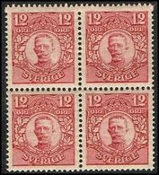 1911-1919. Gustav V. 12 öre. 4-BLOCK.  (Michel 72) - JF363730 - Neufs