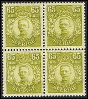 1911-1919. Gustav V. 65 öre. 4-BLOCK.  (Michel 81) - JF363732 - Unused Stamps