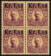 1917. Gustav V. Parcel Post Stamps. Kr. 1.98 On 5 Kr. Red Brown, Yellow Wmk. Crown. 4... (Michel 107) - JF363734 - Unused Stamps
