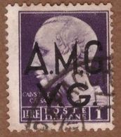 AMGVG022 AMG-VG 1945-47 SERIE IMPERIALE SOPRASTAMPATA LIRE 1 SASSONE NR 8 USATO - Used