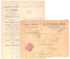 LOCHES Indre Et Loire Lettre Entête L'HOMME Contentieux Assurances Vente Hypothèque Expert 10c Semeuse Yv 129 Courrier - Lettres & Documents