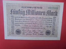 Reichsbanknote 50 MILLIONEN MARK 1923 VARIANTE PAPIER CLAIR SANS (N°)+6 CHIFFRES CIRCULER (B.16) - 50 Mio. Mark