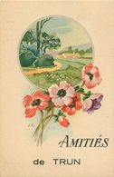 Dép 61 - Fleurs - Paysage - Illustrateurs - Illustrateur J.C. - Trun - Amitiés - état - Trun