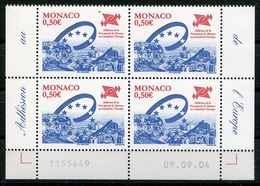 RC 18175 MONACO N° 2460 ADHÉSION AU CONSEIL DE L'EUROPE BLOC DE 4 COIN DATÉ NEUF ** TB - Unused Stamps