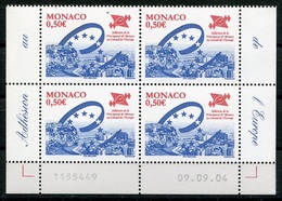 RC 18175 MONACO N° 2460 ADHÉSION AU CONSEIL DE L'EUROPE BLOC DE 4 COIN DATÉ NEUF ** TB - Neufs