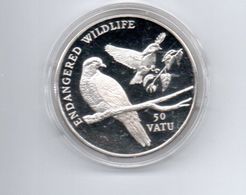 VANUATU 50 VATU 1992 ZILVER PROOF ENDANGERED WILDLIFE PIGEONS - Vanuatu