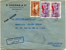 GRAND LIBAN LETTRE PAR AVION DEPART BEYROUTH 24 XI 33 POUR LA FRANCE - Covers & Documents