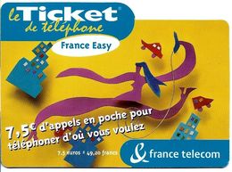 TICKET FRANCE TELECOM FRANCE EASY 7.5 €UROS - Billetes FT