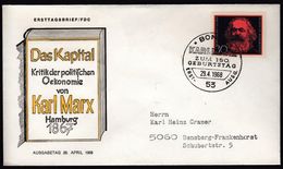 Germany Bonn 1968 / 150th Anniversary Of The Birth Of Karl Marx / Das Kapital / FDC - Karl Marx