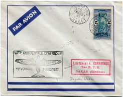 DAHOMEY LETTRE PAR AVION AVEC CACHET "COTE OCCIDENTALE..1er VOYAGE MARS 1937" DEPART COTONOU 2 MARS 37 DAHOMEY POUR LE.. - Covers & Documents