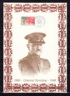 " GENERAL PERSHING " Sur Encart 1er Jour N°té / Soie Rare (548/1300) Edit° A.M.I.S. N° YT 2477. Parfait état - Militaria