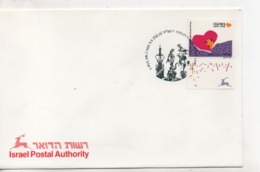 Cpa.Timbres.1990.Israel Postal Authority.Yeruslahim. Coeur - Gebruikt (met Tabs)