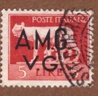 AMGVG025 AMG-VG 1945-47 SERIE IMPERIALE SOPRASTAMPATA LIRE 5 SASSONE NR 10 USATO - Afgestempeld