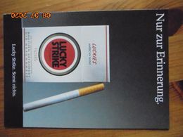 Carte Postale Publicitaire Allemand (Taschen 1996) 16,3 X 11,4 Cm. Lucky Strike. Sonst Nichts. "Erinnerung" 1989 - Objets Publicitaires