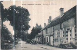 Dépt 58 - SAINT-AMAND-EN-PUISAYE - La Route De Saint-Sauveur - Animée, Automobiles Anciennes Devant Le Garage - Saint-Amand-en-Puisaye