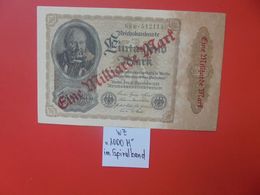 Reichsbanknote 1 MILLIARDE MARK 1922/23-2 CHIFFRES+1 LETTRE+ 6 CHIFFRES CIRCULER (B.16) - 1 Milliarde Mark