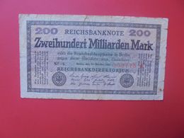 Reichsbanknote 200 MILLIARDEN MARK 1923 -6 CHIFFRES+ETOILE CIRCULER (B.17) - 200 Miljard Mark