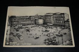 17119-             BRUSSEL - BRUXELLES - Gare Du Nord Et Place Rogier - 1936 / Bus / Auto / Car / Coche / Voiture - Tram - Schienenverkehr - Bahnhöfe