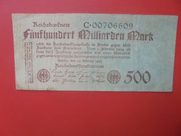 Reichsbanknote 500 MILLIARDEN MARK 1923-8 CHIFFRES CIRCULER (B.17) - 500 Milliarden Mark
