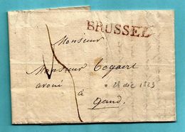 Brief Met Inhoud 28/10/1823, Griffe BRUSSEL (Herlant 62 : 40x6mm) Naar Gent - 1815-1830 (Periodo Holandes)