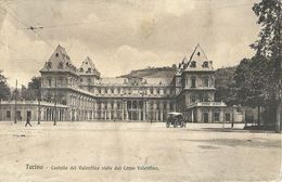 8599 " TORINO-CASTELLO DEL VALENTINO VISTO DAL CORSO VALENTINO "ANIMATA - CARTOLINA POSTALE ORIGINALE SPEDITA 1916 - Castello Del Valentino