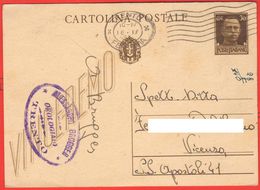 Cartolina Postale Orologiaio Di Trento X Vicenza Pre Affrancata 30 Centesimi 1943 - Propagande De Guerre