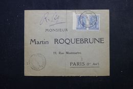 GRECE - Enveloppe Commerciale Pour Paris En 1920, Affranchissement En Paire  -  L 64361 - Cartas & Documentos