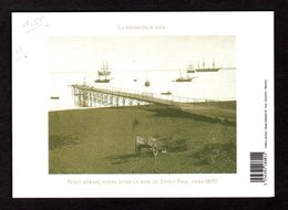 La Réunion - Carte Triple -Pont Débarcadère Dans La Baie De St-Paul(1870) Voeux 2018 Et Superbe Coucher De Soleil - Saint Paul