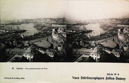 Carte Stéréoscopique  Gènes Vue Panoramique Du Port Julien Damoy N° 8 - Cartes Stéréoscopiques