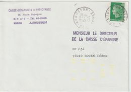 Lettre 1974 Cheffer 0.30 D' Aubusson 23 Pour Rouen Avec Indexation Jaune - 1961-....