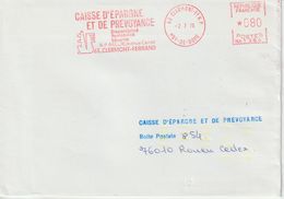 Lettre 1976 EMA Caisse Epargne Ecureuil 0.80 De Clermont FD 63 Pour Rouen Avec Indexation Jaune - 1961-....