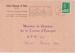 Lettre 1975 Bequet 0.60 De Riom 63 Pour Rouen Avec Indexation Jaune - 1961-....